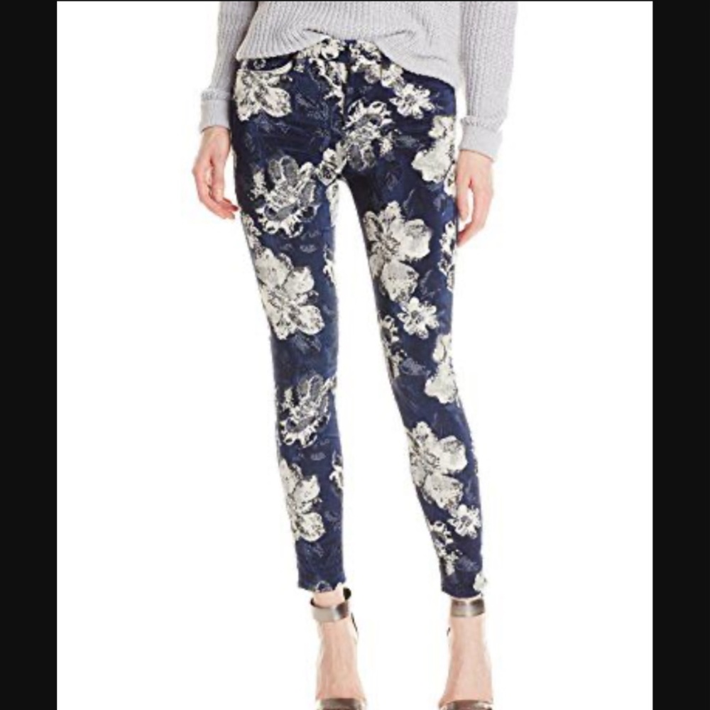 Jean Indigo Floral Anthropologie 7 For All Mankind - Picture 2 of 3